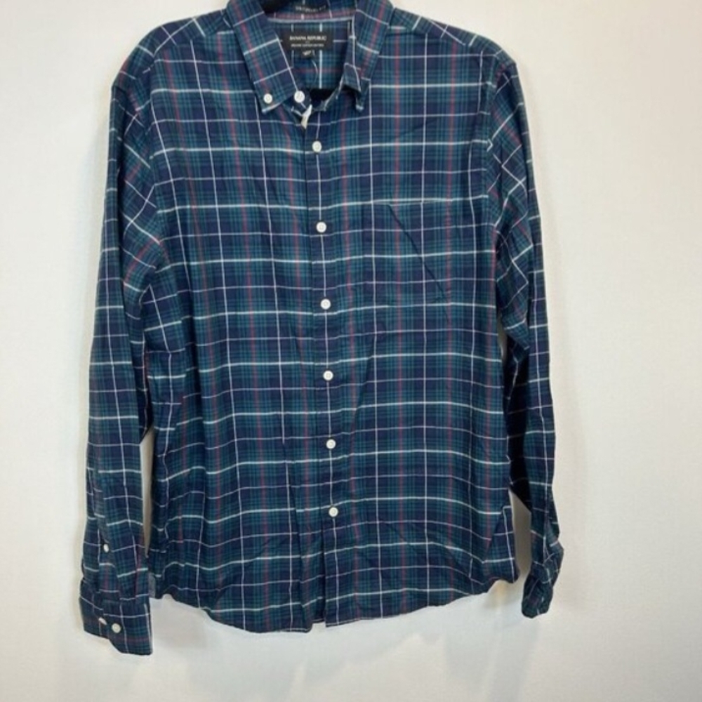 Banana Republic Organic Cotton Oxford Untucked Fit Button-Down Shirt sz L